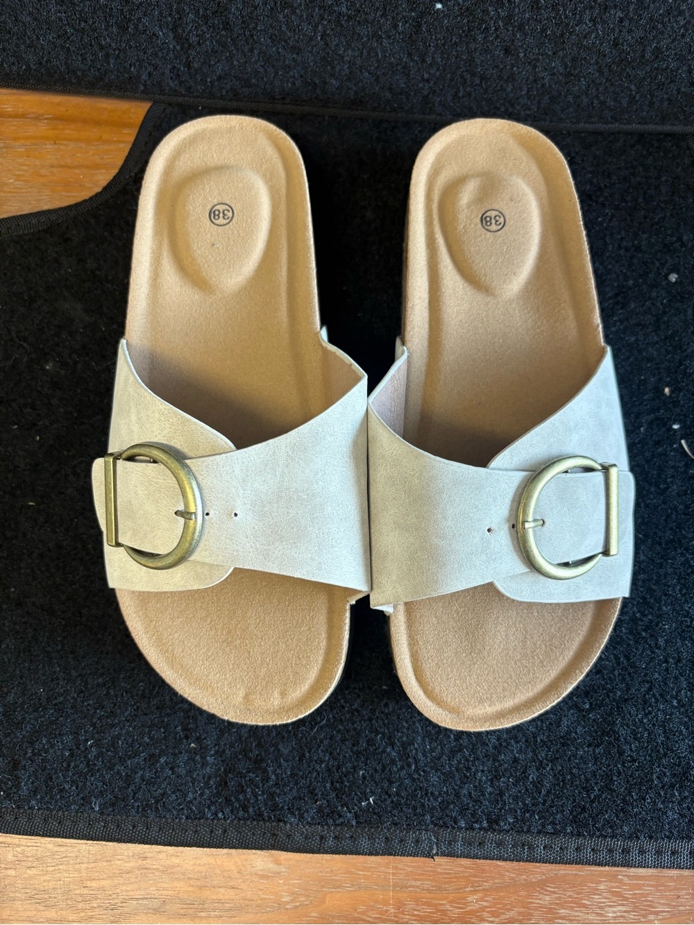 🤍 Neutral Buckle Slide Sandals Women’s Size 7.5-8 NWOT 🤍